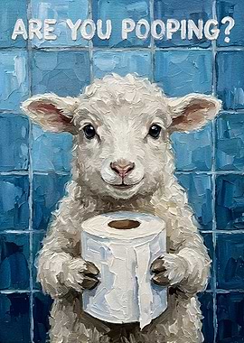Are You Pooping? Sheep with Toilet Paper