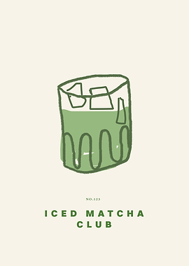 Iced Matcha Club Drink Illustration