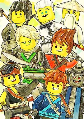 Lego Ninjago Team Cartoon Illustration