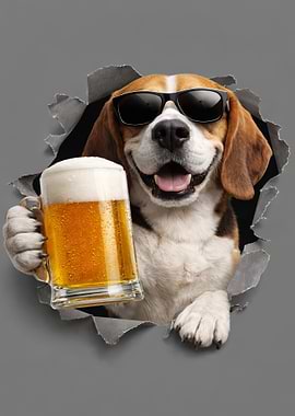 Cool Dog with Beer Mug
