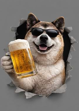 Cool Dog with Beer Mug