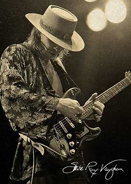 Stevie Ray Vaughan playing guitar