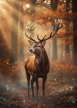 Majestic Deer in Autumn Forest