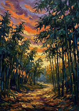 Bamboo Forest Oil Painting