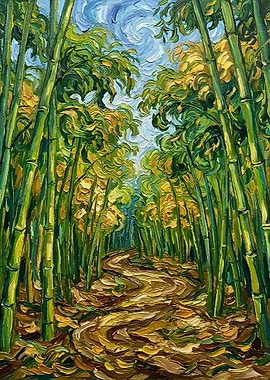 Bamboo Forest Path Painting