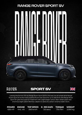 Range Rover Sport SV Car Poster