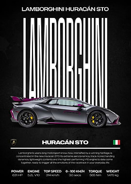 Lamborghini Huracán STO Car Poster