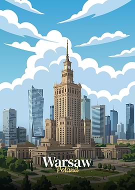 Warsaw, Poland Cityscape Illustration