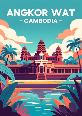Angkor Wat Cambodia Travel Poster Art