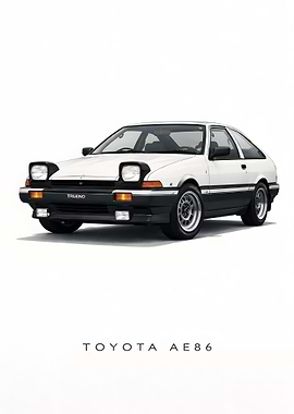 Toyota AE86 Trueno on White Background