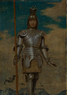 Knight with Spear and Bats Painting
