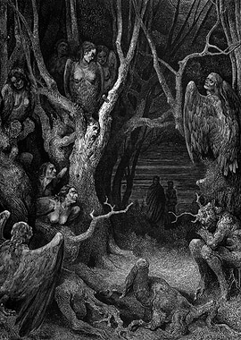 Dark Fantasy Forest with Mythical Creatures