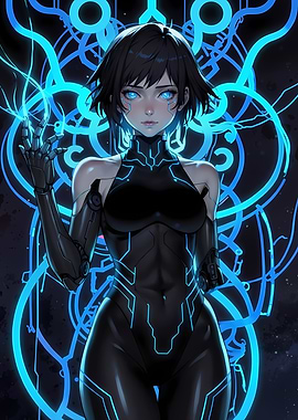 Cyberpunk Girl with Robotic Arm