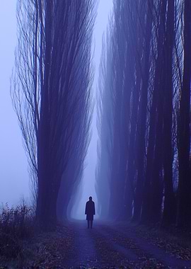 Misty Path with Solitary Figure
