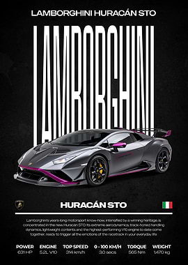 Lamborghini Huracán STO Car Poster