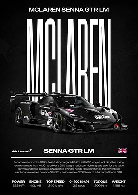 McLaren Senna GTR LM Car Poster