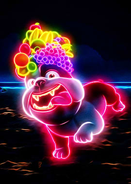 Neon Fruit Dog on Beach
