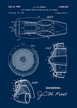 Gas Turbine Engine 1954 Patent, Gas engine Patent