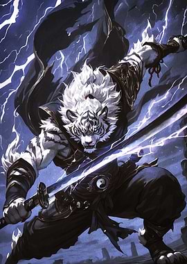 Anthropomorphic Tiger Warrior with Sword