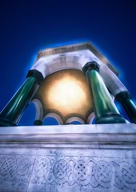 Architectural structure with columns and carvings