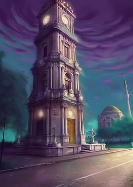 Istanbul Clock Tower at Night