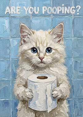 Cat with Toilet Paper Painting