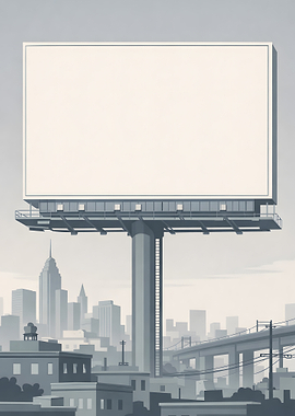 Billboard Overlooking Cityscape Illustration