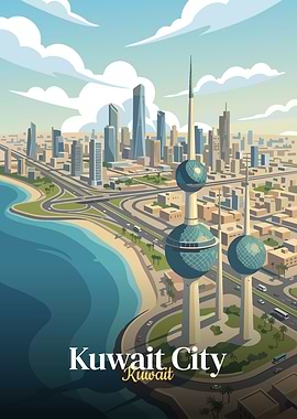 Kuwait City Skyline Illustration