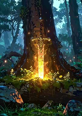 Enchanted Sword in Forest