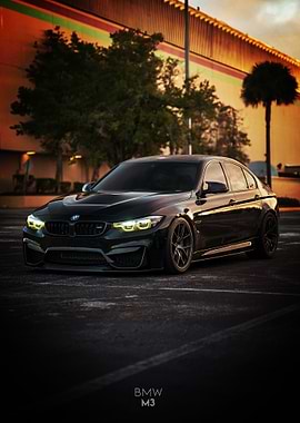 Sleek Black BMW M3 Poster