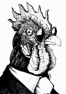 Rooster in Suit with Goggles