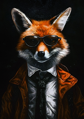 Fox in Suit and Sunglasses Portrait