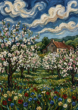 Blossoming Orchard Painting