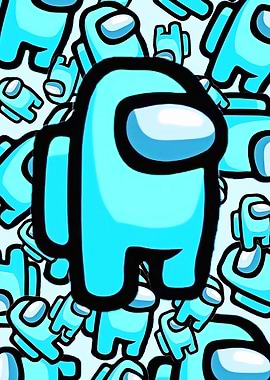 Among Us Characters Pattern - Light Blue