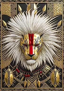 Golden Tribal Lion Warrior