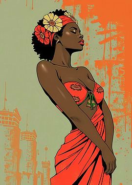 Elegant African Woman with Floral Headband