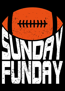Sunday Funday Football Poster, Sports Wall Art Print, Game Day Decor for Fans