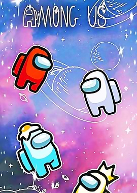 Among Us characters in space