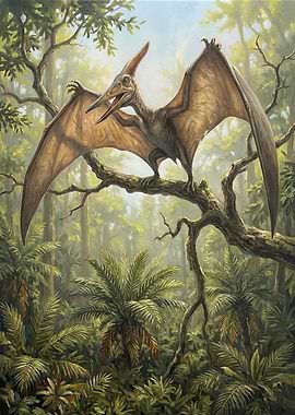 Pterodactyl in Jungle Painting