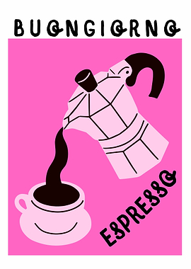 Buongiorno Espresso Pink Coffee Illustration