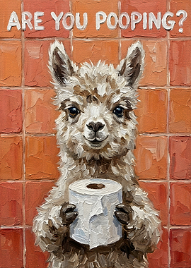Are You Pooping? Llama Bathroom Art