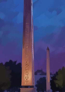 Obelisk at Dusk Digital Painting