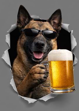 Cool Dog with Beer Mug