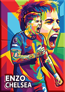 Enzo Fernandez Chelsea Colorful Pop Art