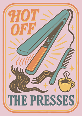 Retro Hair Styling Poster, Hairdresser Tools & Coffee Wall Art, Salon Decor Print