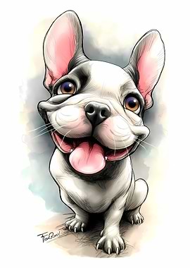 French Bulldog Caricature Illustration