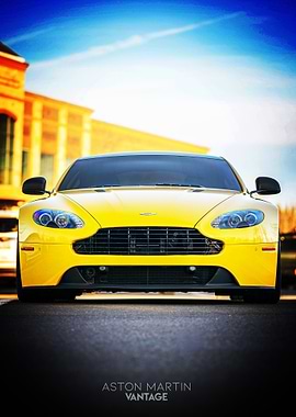 Yellow Aston Martin Vantage Poster