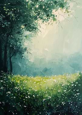 Misty Forest Glade Painting