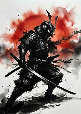 Samurai Warrior Ink Art