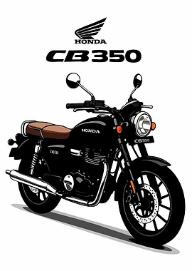 Honda CB350 Motorcycle Illustration